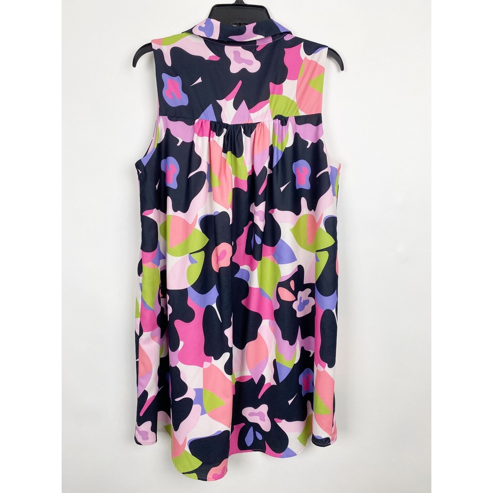 SSYS The Label Floral Abstract Sleeveless V-Neck Shift Dress Womens Size M - Picture 2 of 6